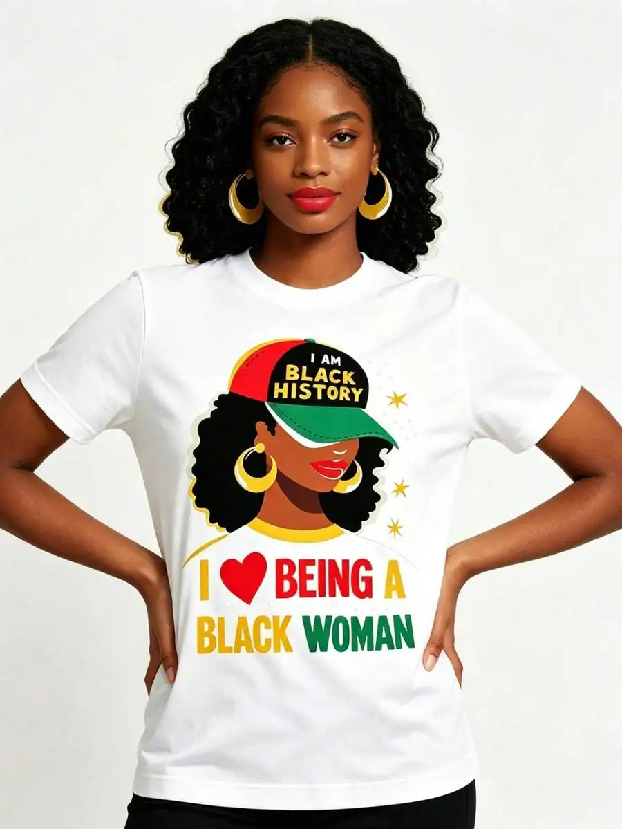 I Love Being A  Black History Month For Women T Shirt At Same Style For Men And Women 2025 Summer Short Sleeved Printed T Shirt