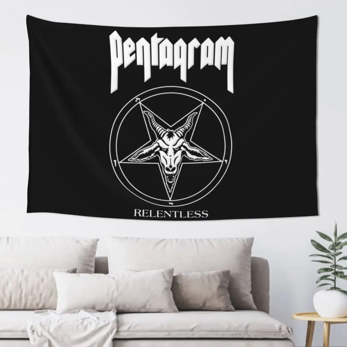 Pentagram Relentless Tapestry Home Decor Accessories Kawaii Room Decor Tapestry