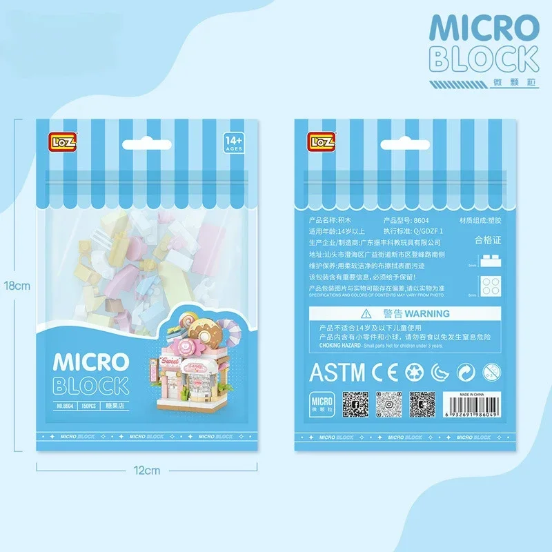Mini City Street View Micro-Bausteine – DIY Pet Shop, Café & Candy Store Puzzle, Kindergeschenk, Heimdekor-Spielzeugset