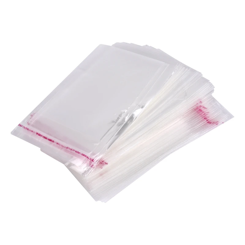 HFIL-200 bolsas de plástico autoadhesivas transparentes de 7Cm X 13Cm para pelar y sellar para objetos pequeños, joyería, artes y manualidades, paquete de exhibición