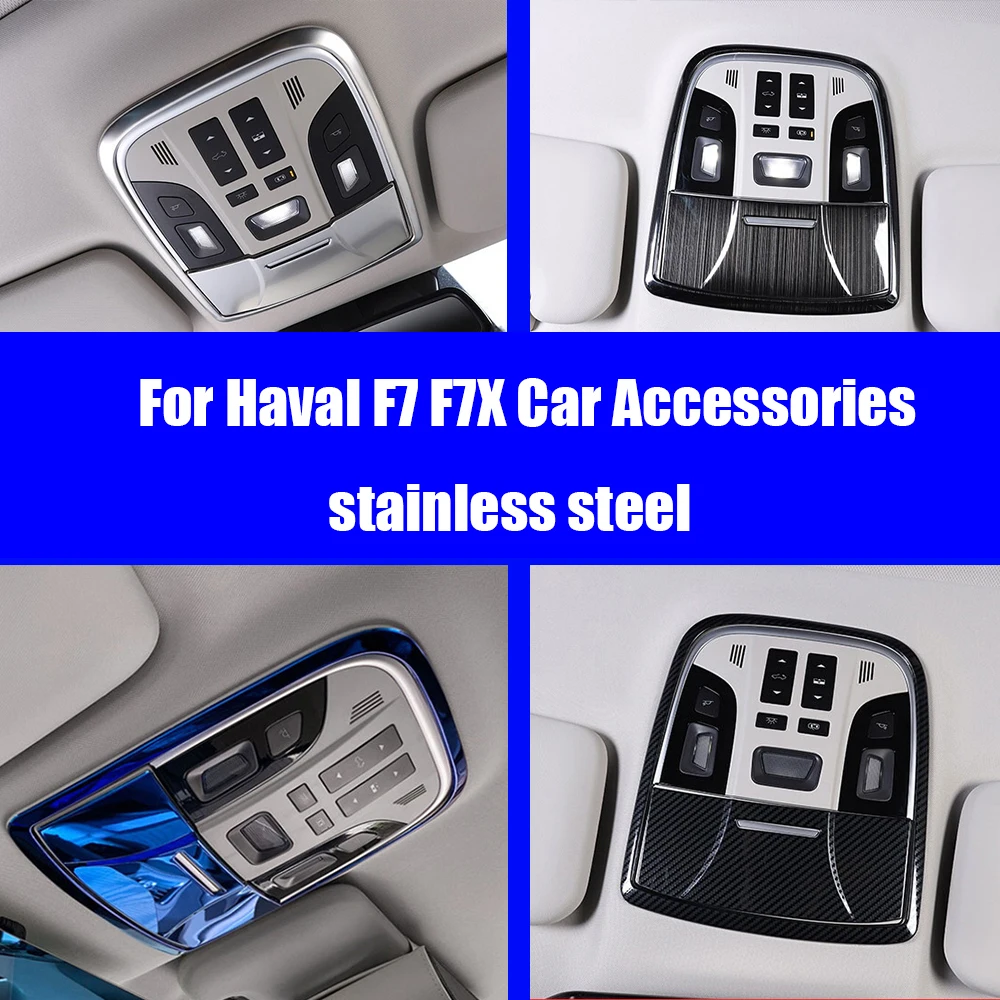 

For haval F7 F7X 2018 2019 stainless steel car roof reading light decor lamp frame cover trim interior molding accessories 2pcs