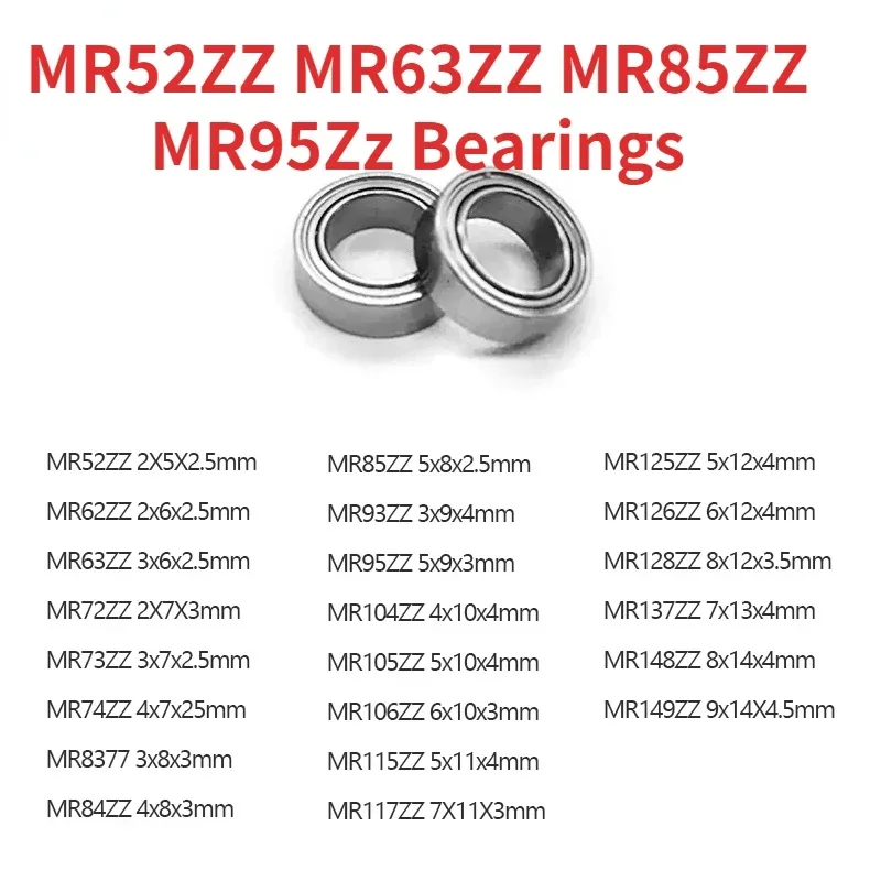 10pcs/lot High quality MR Series MR52ZZ MR63ZZ MR85ZZ MR95ZZ MR128ZZ MR137ZZ Bearing Metal Shielded Ball Bearings