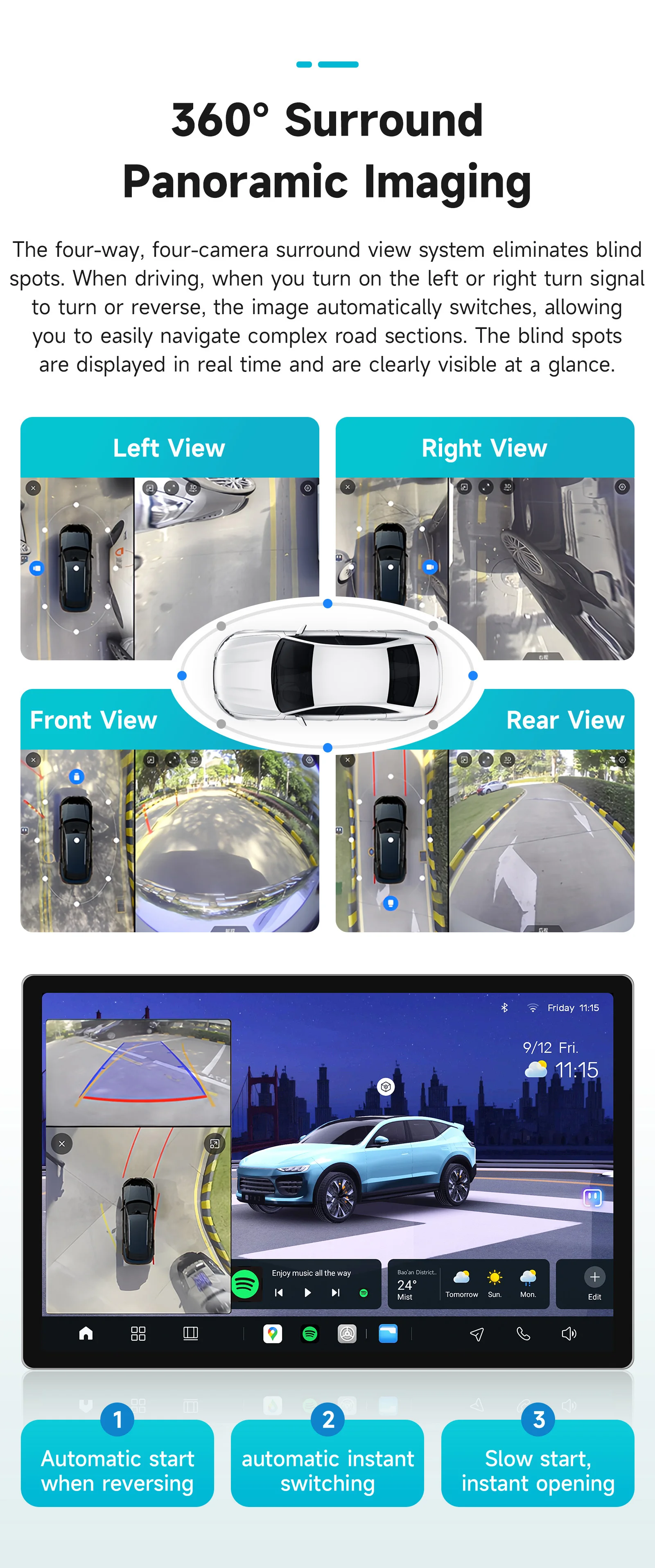 Image 6: Autoradio AURAAI 2K sans fil CarPlay Android 13 pour Lancia Ypsilon 2006-2011 avec ADAS, caméra 360°, 4G, WIFI6, BT, 3D UNISOC 7870