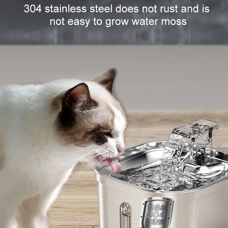 Pet Water Dispenser Stainless Steel Cat Water Fountain Automatic Circulation Electronic Pet Supplies Smart Drinking Dog Bowls