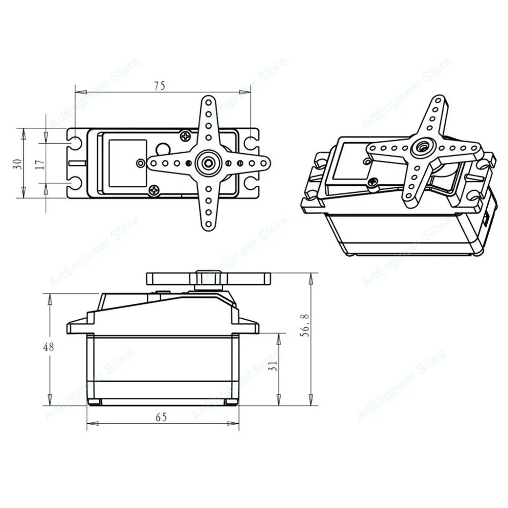 HV DS5160 60KG 디지털 서보 180 270 학위 고속 메탈 기어 방수 IP67, RC 로봇 자동차 용 18T 라운드 금속 경적 포함