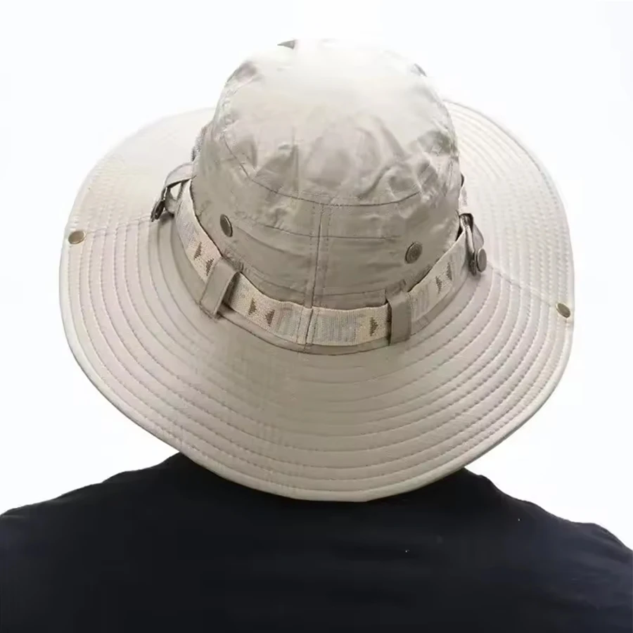 Sombrero de cubo de verano para hombre, protección UV para exteriores, ala ancha, Panamá, Safari, caza, senderismo, sombrero de pescador de malla, gorra de protección solar para playa