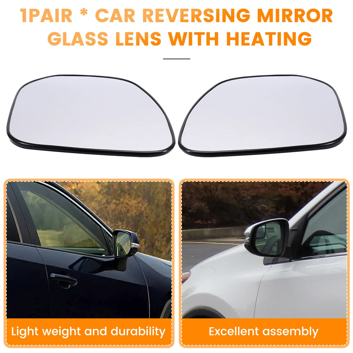 

Car Reversing Mirror Lens Mirror Glass Lens with Heating 87931-42C10 87961-42B80 for Toyota RAV4 2013-2019 US Version-A51K