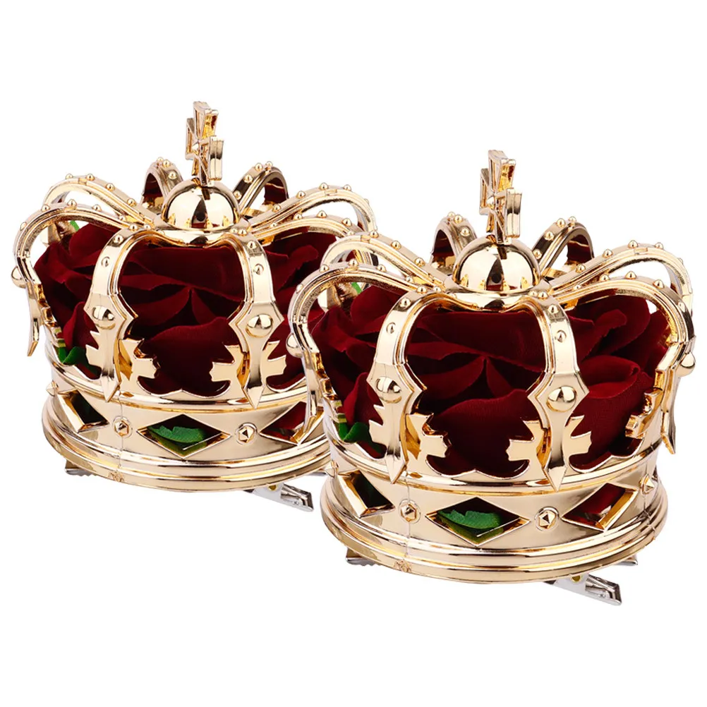 

2 шт. заколки для волос в виде короны, аксессуары для волос на Хэллоуин, шикарные украшения для вечеринок, королевская средневековая корона