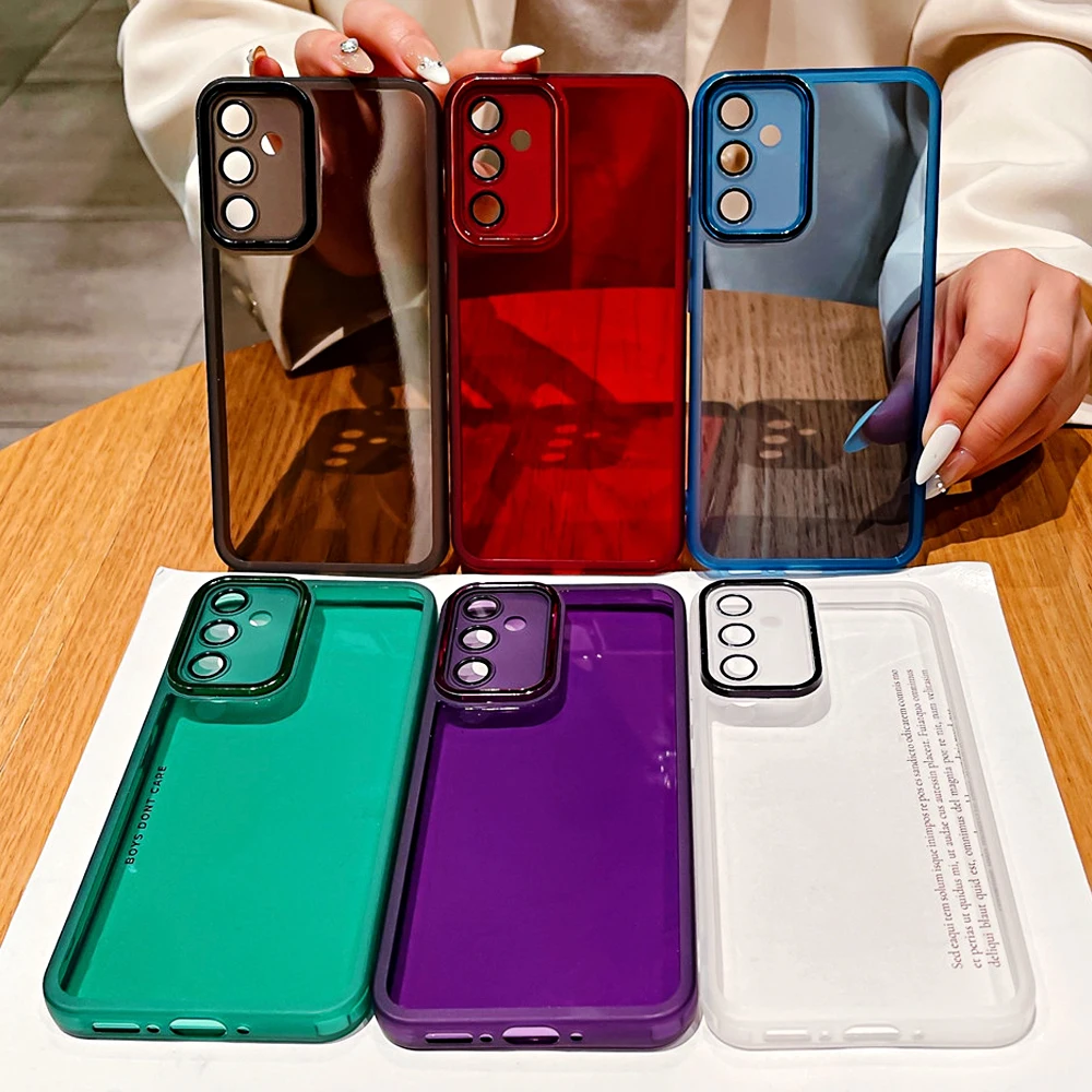 Soft Silicone Case For Samsung S23 Ultra Plus A14 A04S A24 A34 A54 A52 A53 A32 A22 A33 A71 A72 Lens Protection Glass Film Cover