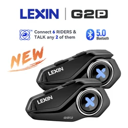 Lexin G 2P Motorfiets Intercom Helm Bluetooth Headsets,Handsfree Communicator Tot 6 Rijders Interphone Met Fm Radio