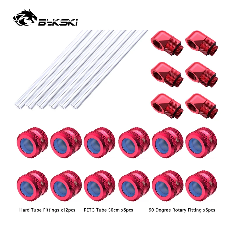 

Bykski Fitting Kit for OD12mm /14mm /16mm PETG Hard / Rigid Tube / 90 Rotary Degree Water Cooling Hand Compression Connector