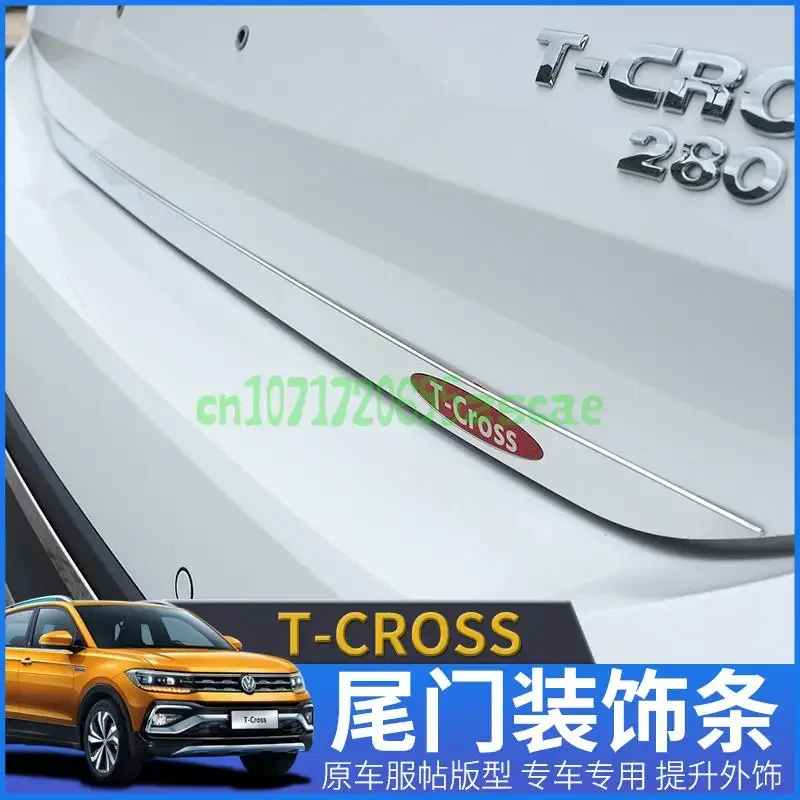 Car sticker For Volkswagen T-cross Rear Boot Door Trunk Cover Trim Tailgate Garnish Molding Strip Car Accessories