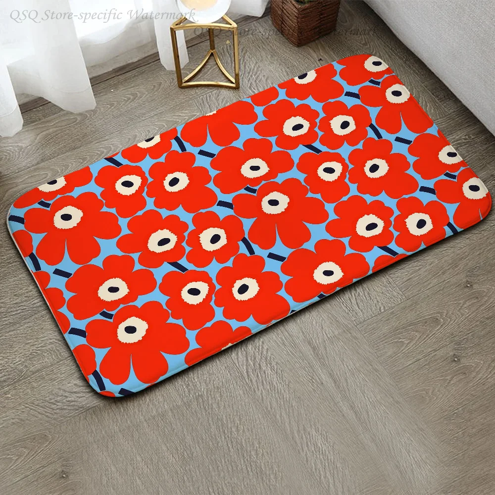 1pc M-Marimekkos Flower Floor Mat Floor Mat Anti-Slip Kitchen Bedroom Handmade Tufted Rug Carpet Living Room Entrance Rug