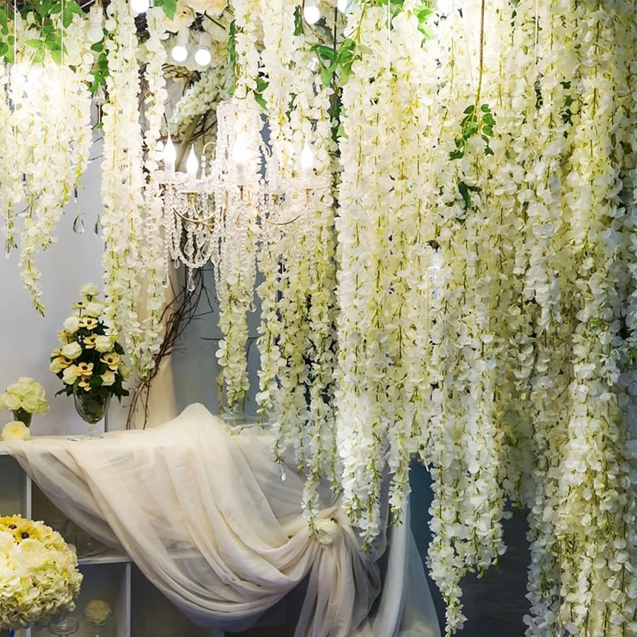 Artificial Flowers Rattan Home Wedding Celebration Festival Party Outdoor Garden Wall Yard Garland DIY Gift Box Decor Accessory