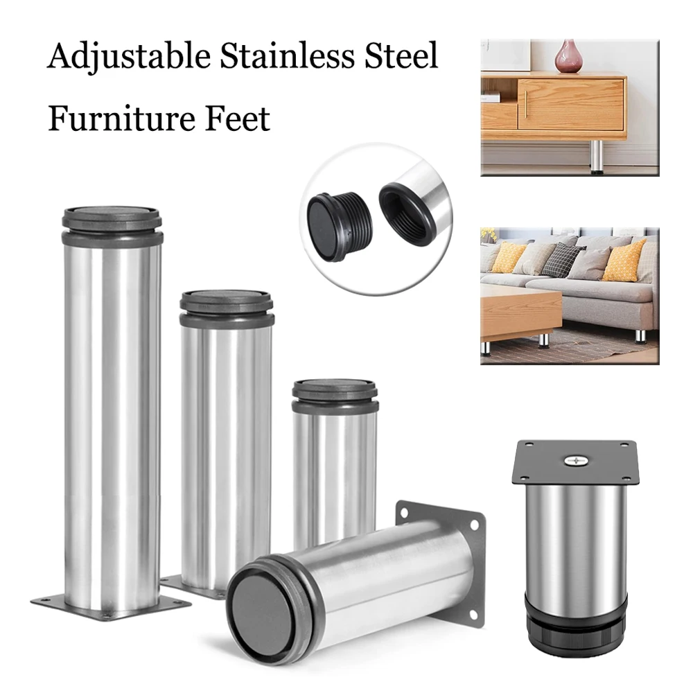 1PCS 5-35cm Furniture Adjustable Sofa Bed Leg Stainlesss Steel Table Bed Sofa Cabinet Feet Foot Legs Metal Replacement Foot