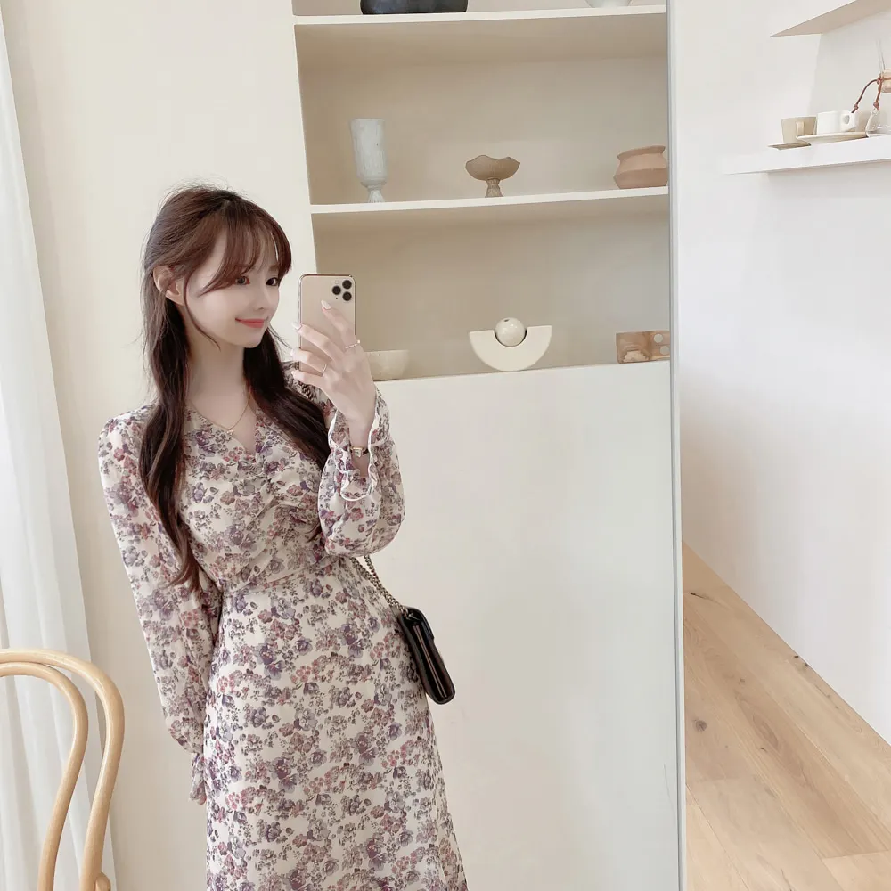 Elegant Short Sleeve Floral Dress Summer Women Sundress V Neck Holiday Vestidos Casual Knee Length Chiffon skirt Femme 2024