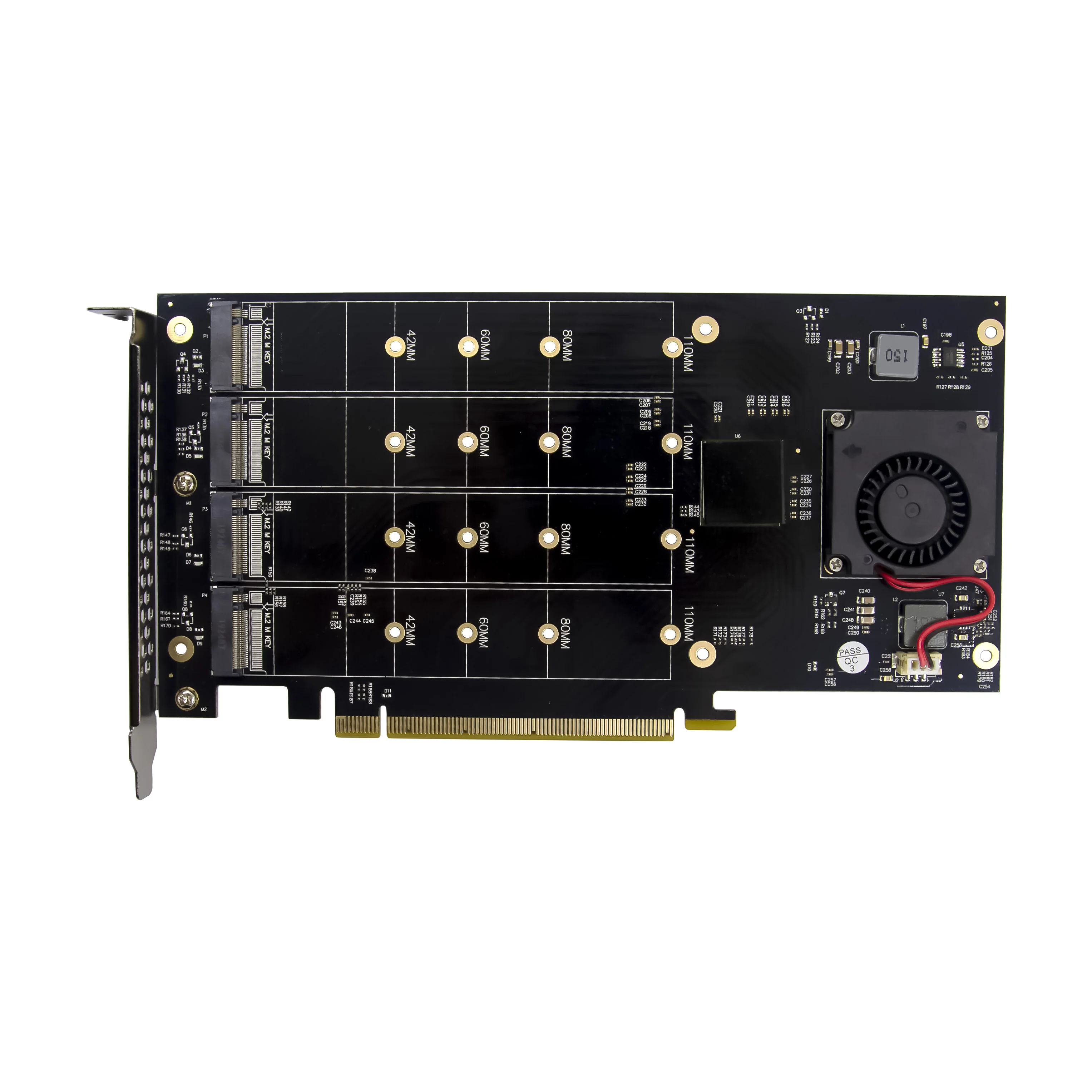 PCIe 3.0 X16 PLX8747 4-Port M.2 NVMe SSD Adapter Expansion Card Quad Mkey NVMe PCI-E Converter for Win10 Linux 32G/bps Stock