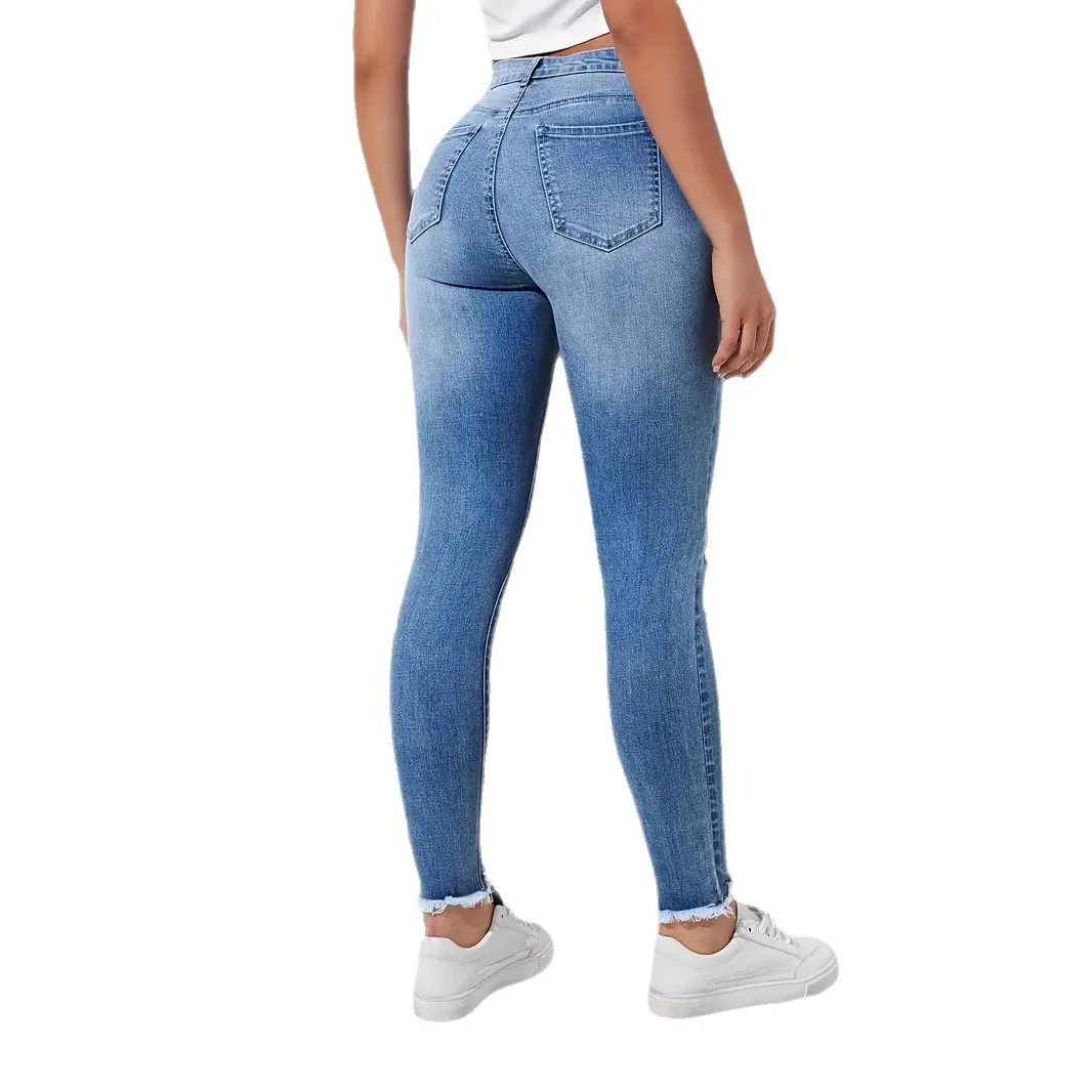Women Pencil Pants Hole Jeans Streetwear Washed Ripped High Waist Vintage Stretch Distressed Denims Female Ankle Length Trousers view 5