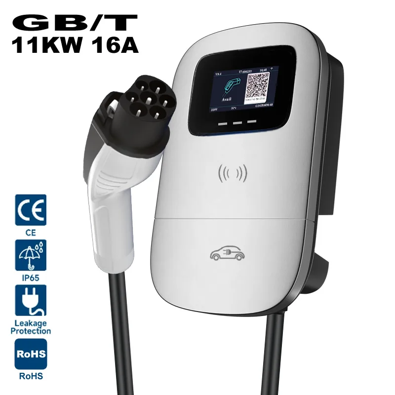 JIGU GBT Electric Car Charging Station 16A 3 phase Wallbox wifi 380 volts 11 kw EV Charger APP Control GB/T Charger