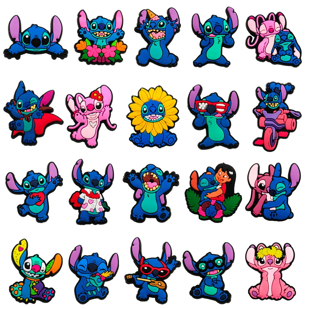 MESUCA 20 piezas de dijes para zapatos de la serie Stitch, bonitos adornos de PVC para zuecos, sandalias y chanclas, accesorios para regalo