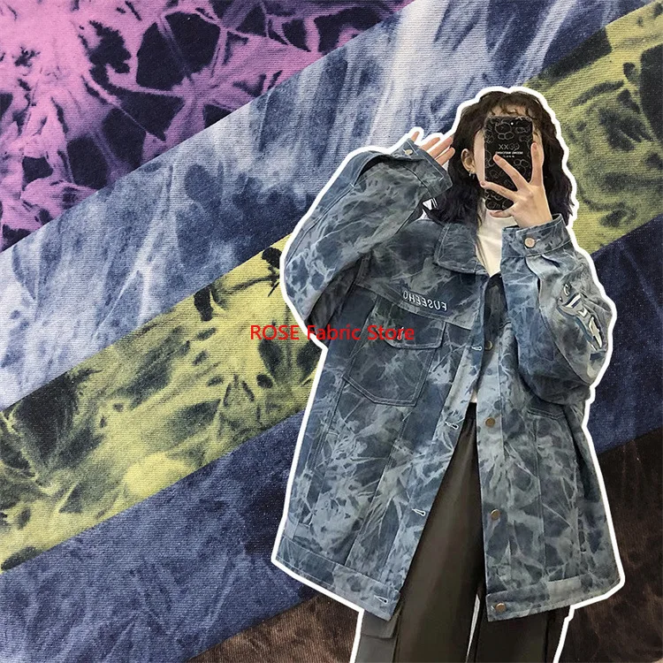 

Washed Tie-Dye Denim Fabric For Tops, Pants, Jackets, Shoes, Hats DIY Sewing Fabric