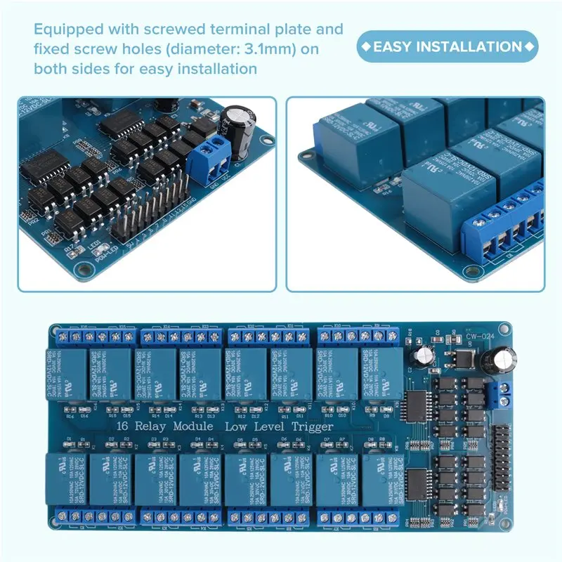 B50C 16 Channel 12V Relay Module With Optocoupler Low Level Trigger Expansion Board For Raspberry Pi