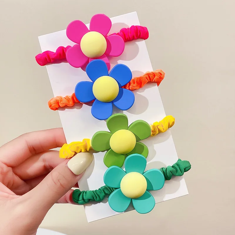 New Women Colorful Flowers Rubber Band Elastic Hair Bands Korea Headband Headdress for Girls Kids Hair Accessories Ornaments