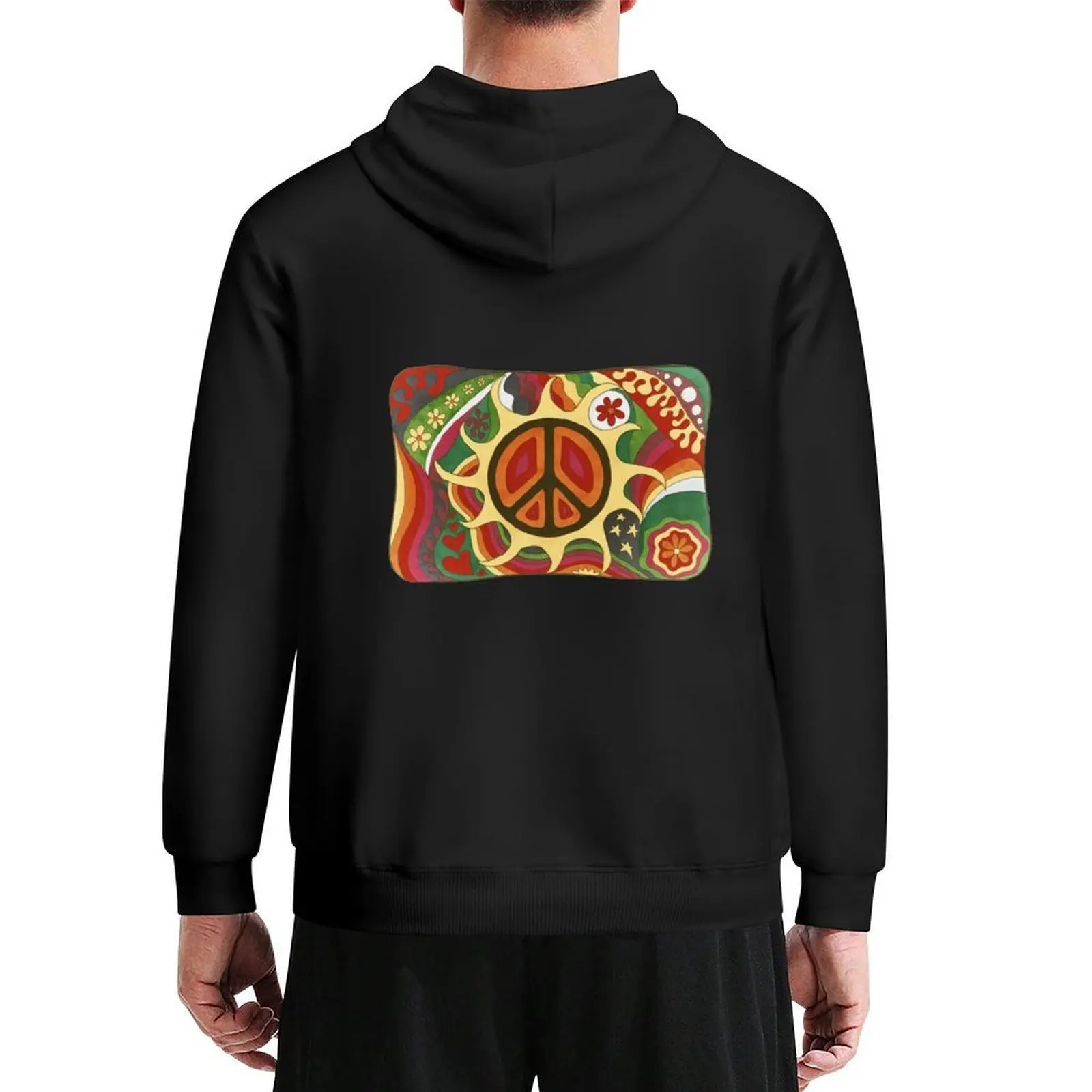 

Vintage Psychedelic Flaming Peace Hoodie men's clothes anime clothing korean style clothes hoodies for men