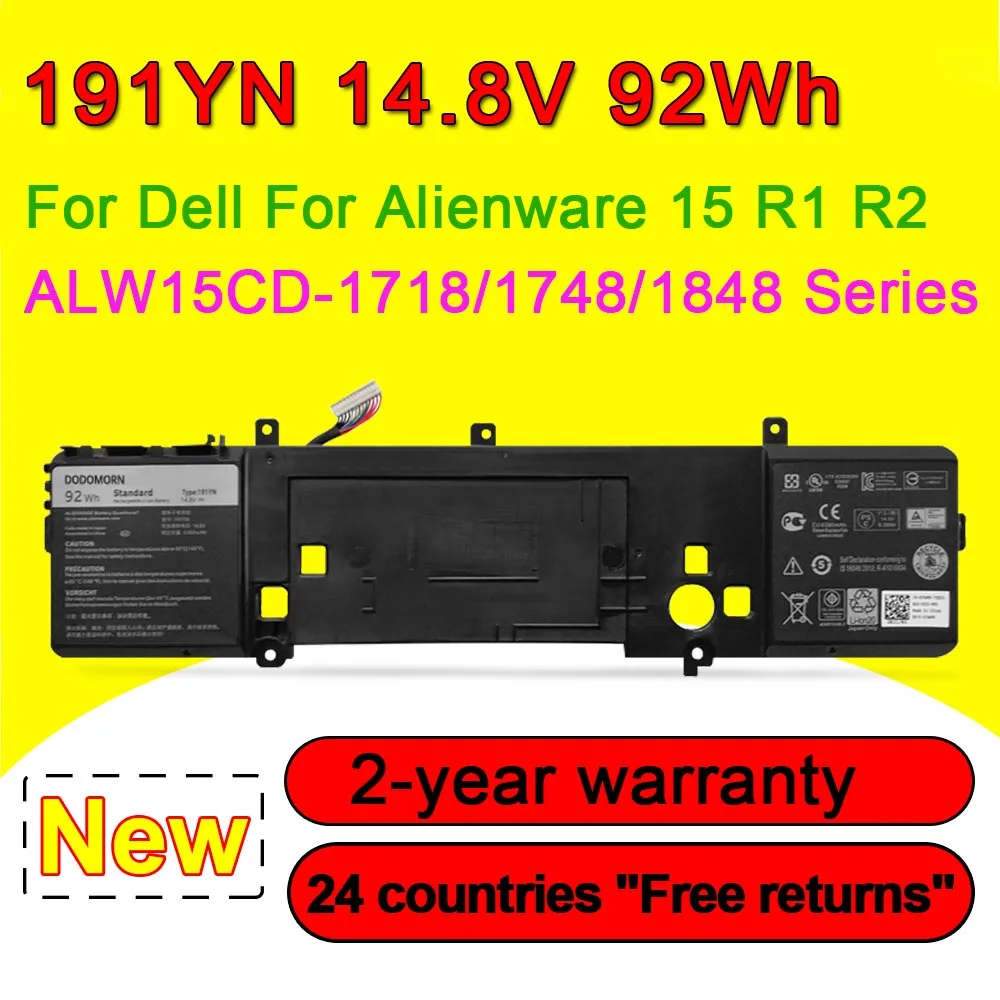 191YN For Dell For Alienware 15 R1 R2,ALW15CD-1718/1748/1848 ALW15ER-3718/3718S 8NH55 2F3W1 P42F Laptop Battery 14.8V 92Wh