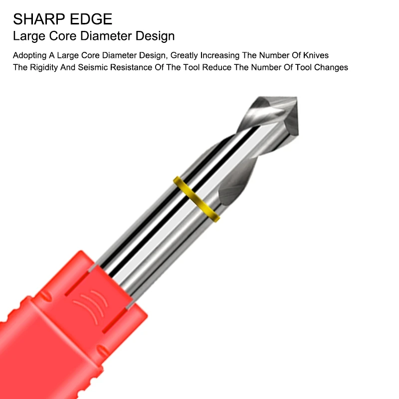 AZZKOR Colorful Ring HRC55 2-Blade Tungsten Steel Carbide For Aluminum Chamfer Centering Drill For CNC Machining Center 90° Bit