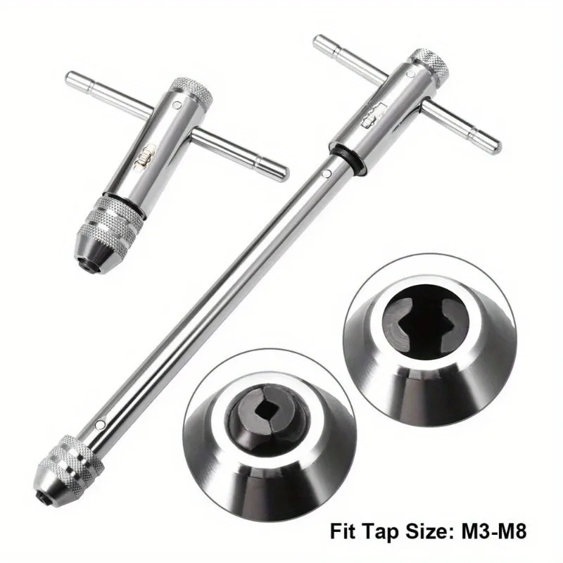 7Pcs/set Adjustable T-Handle Ratchet Tap Holder Wrench Machine Screw Thread Metric Bothway Hand Screw Tap Set Manual Tapping