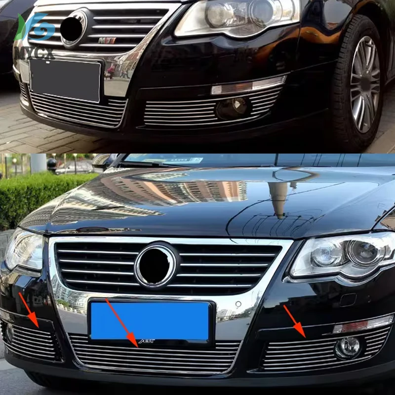 Stainless steel Front Grille Around Trim Racing Grills Trim For Volkswagen PASSAT B6 2006 2007 2008 2009 2010