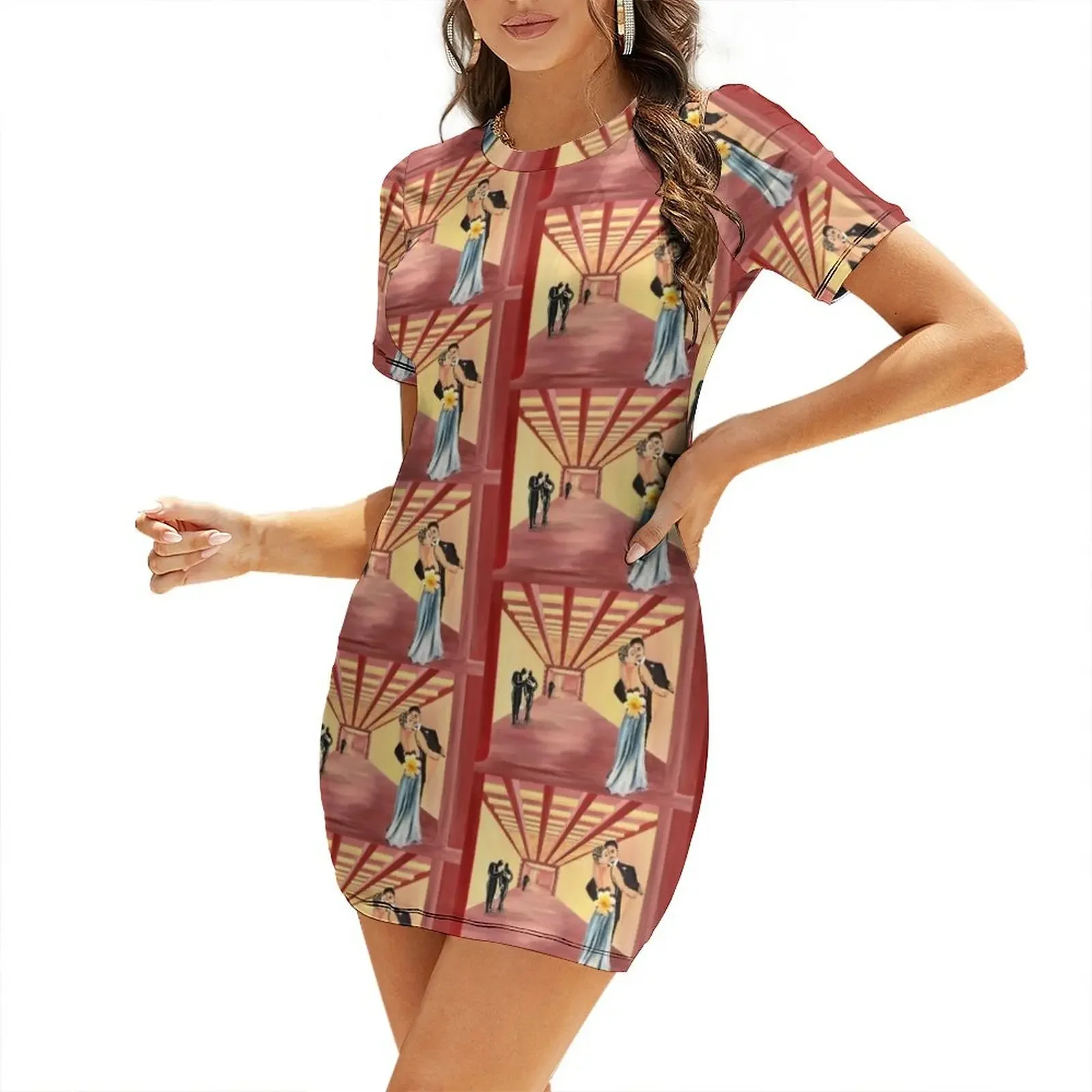 

Never Ending Dance Short-Sleeved Dress chic and elegant evening dress Beachwear luxury woman party dress
