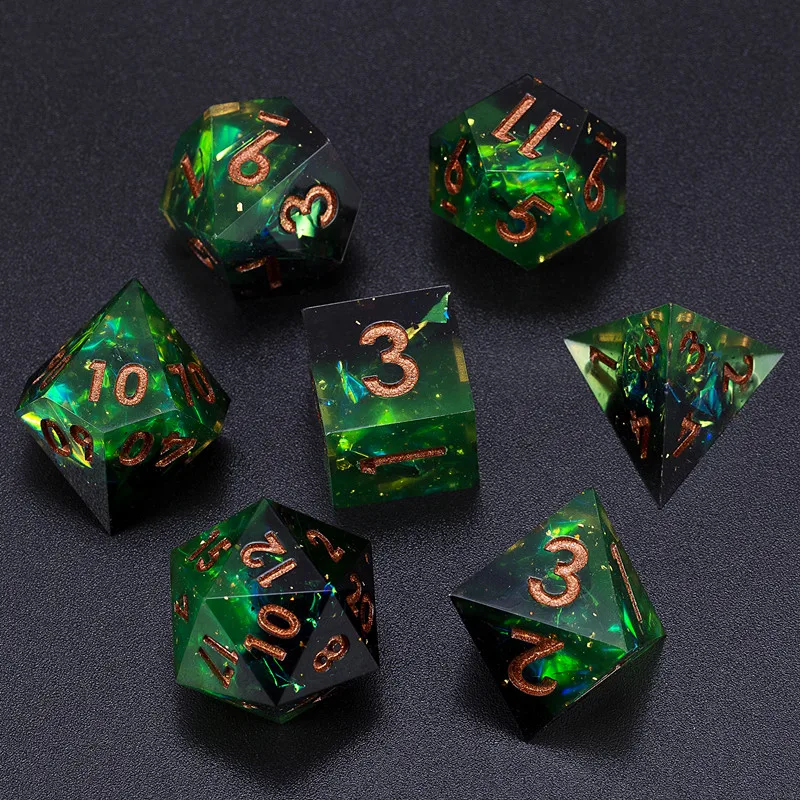 MINI PLANET Galaxy Series Handmade Dice With Sharp Edges Polyhedral Resin DND Dice Set for TRPG Desktop Games D&D Accessories