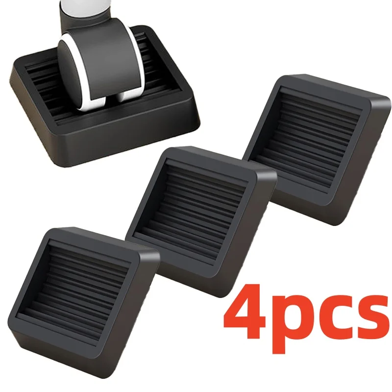 4PCS Non Slip Furniture Caster Cup Silicone Office Chair Pad Bed Couch Wheel Stopper to Prevent Scratches for Hardwoods Floor