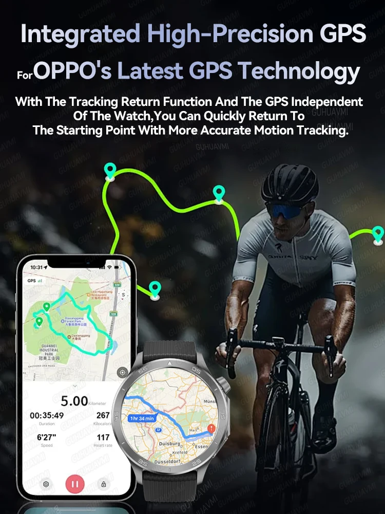 2025 New Men GPS Track Compass Smart Watch AMOLED HD Screen Bluetooth Call Heart Rate IP68 Waterproof SmartWatch For Android IOS