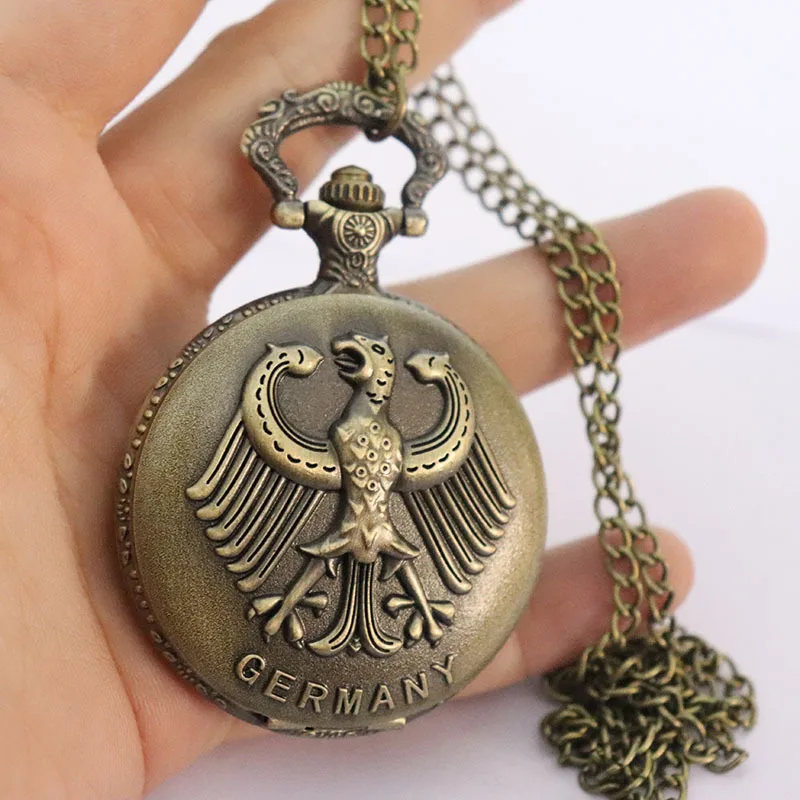 ساعة جيب بأحرف قلاب ، برونزية ، خضراء ، برونزية ، إبداعية ، حنين ، كلاسيكي ، دلاية ، قلادة ، حجر ، إبداعي