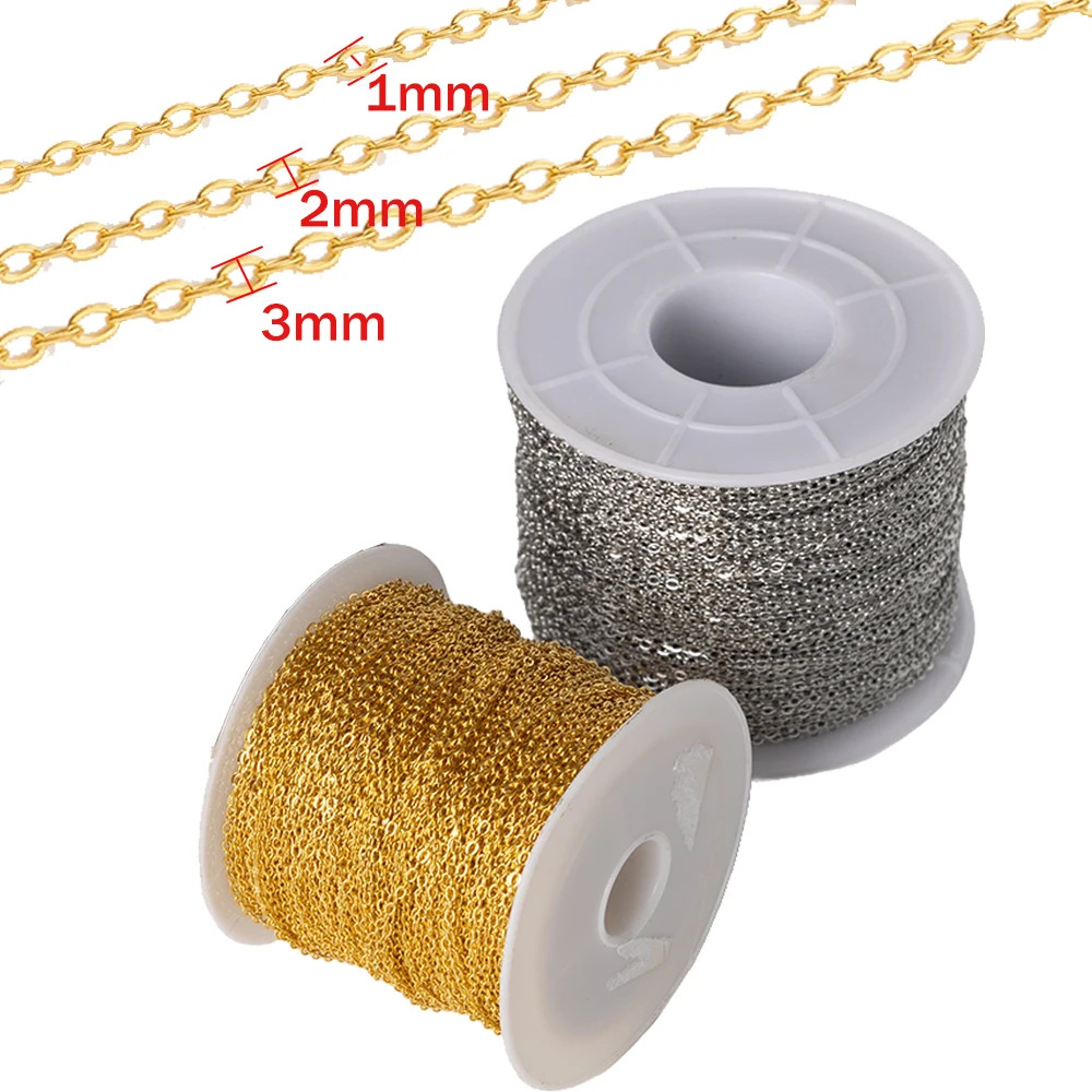 2meter 1/2/3mm Gold Stainless Steel Cable Twisted Link Chains for Making Jewelry Necklace Earring Bracelet Findings DIY Craft