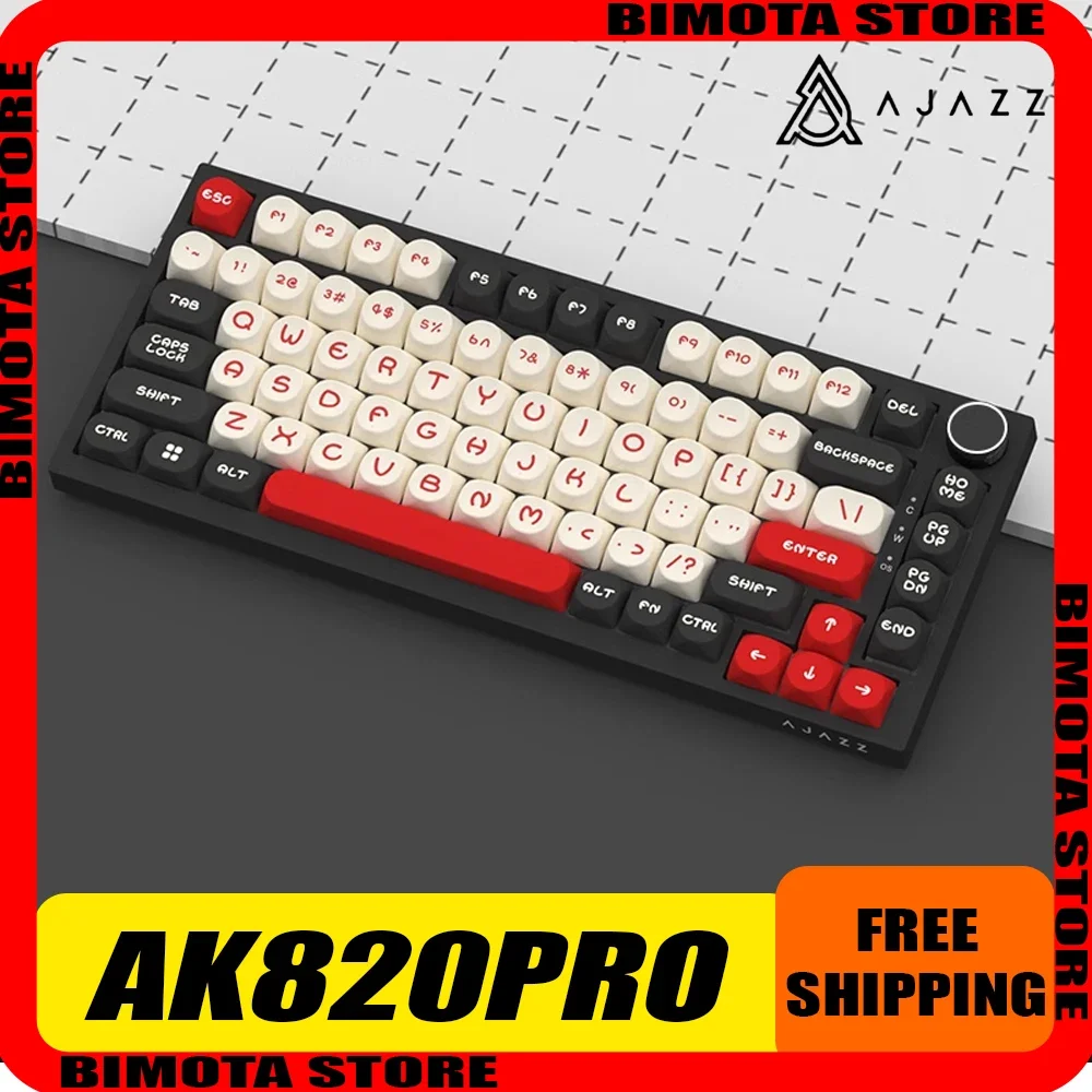 Ajazz Ak820pro Mechanical Keyboard Smart Screen 75% With Knob Tri Mode Bluetooth Wireless Keyboard Gaming Rgb Ak820 Pro Pc Gamer