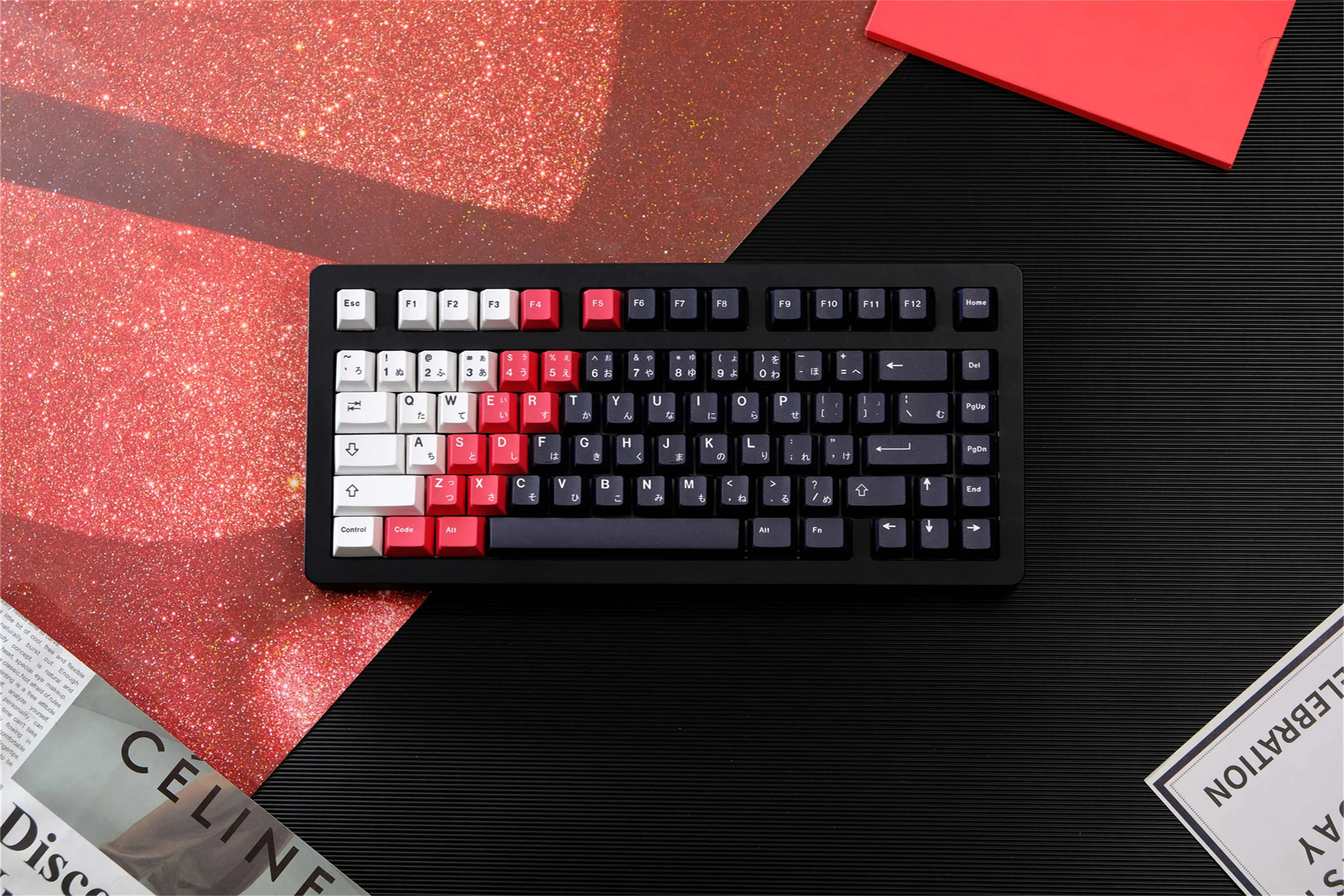 GMK Red Black Gradient Keycaps 130 Keys PBT Material Cherry Profile DYE-SUB For MX Switch Wooting Mechanical Keyboard Keycaps