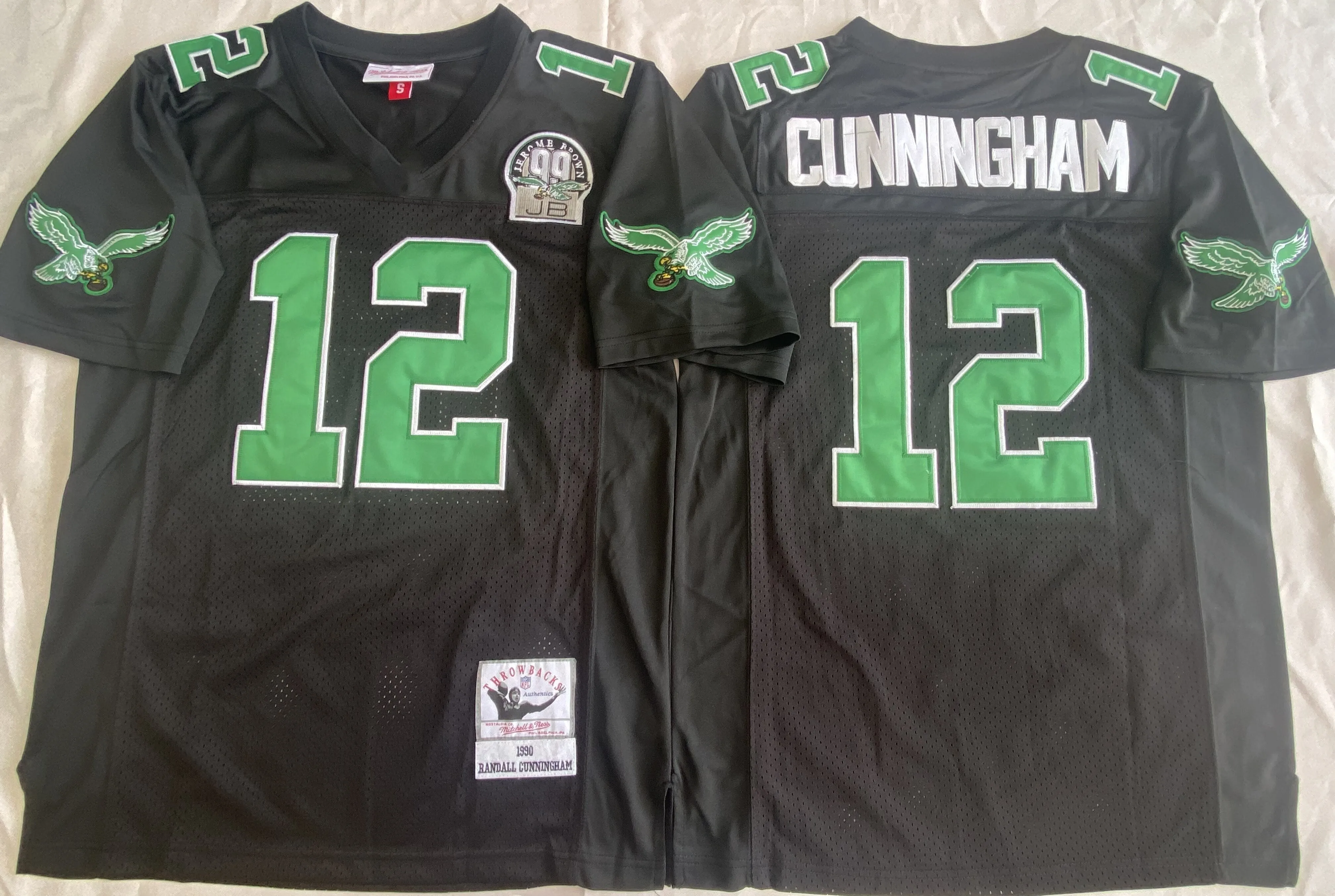 

21 ALLEN 99 BROWN 12 CUNNINGHAM Черно-белый ретро-футбольный сшитый трикотаж, дропшиппинг