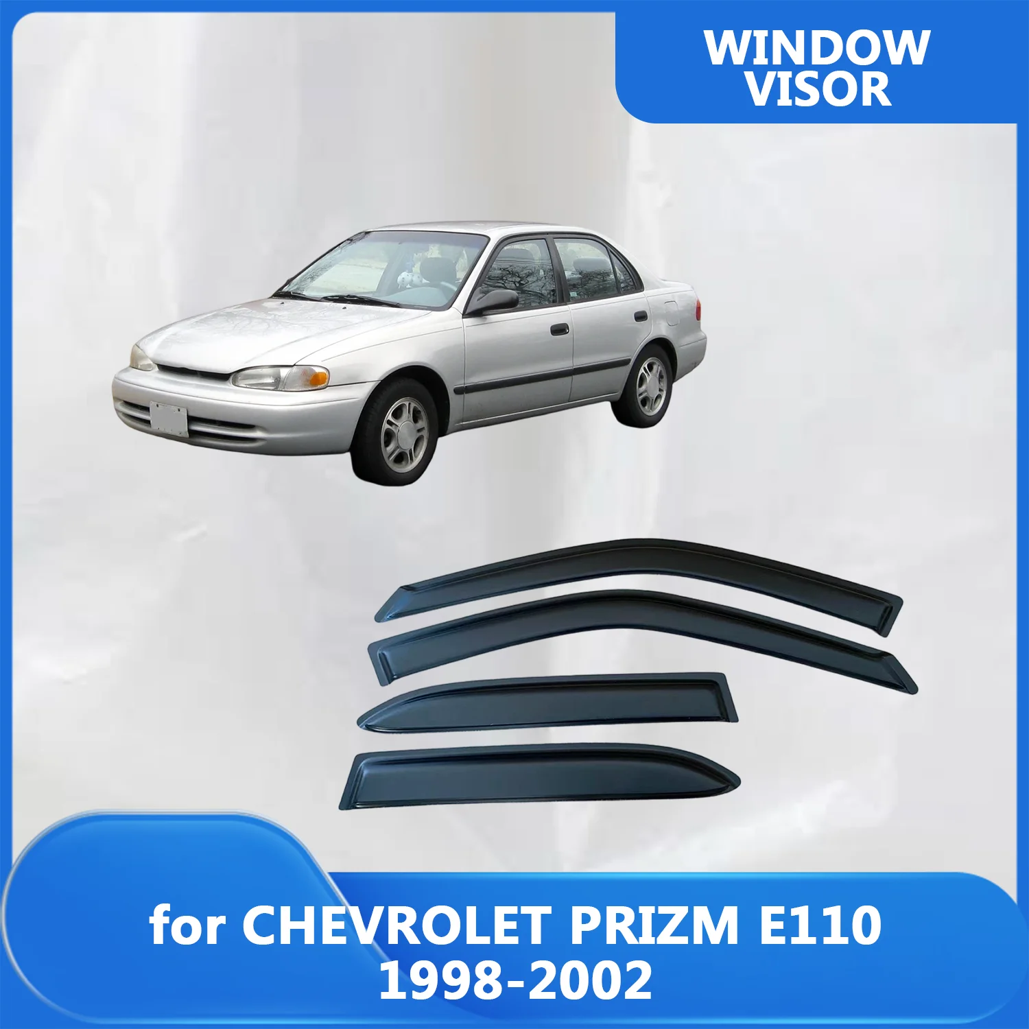 

Window Visor for CHEVROLET PRIZM E110 1998 1999 2000 2001 2002 Wind Deflectors Rain Guards Door Visor Vent Out-Channel Tape On