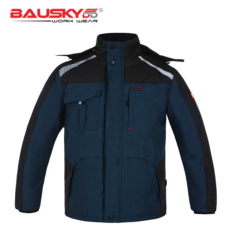 Bauskydd New Men's Warm Bomber Jackets Men Winter Work Jacket Safety Clothing Workwear