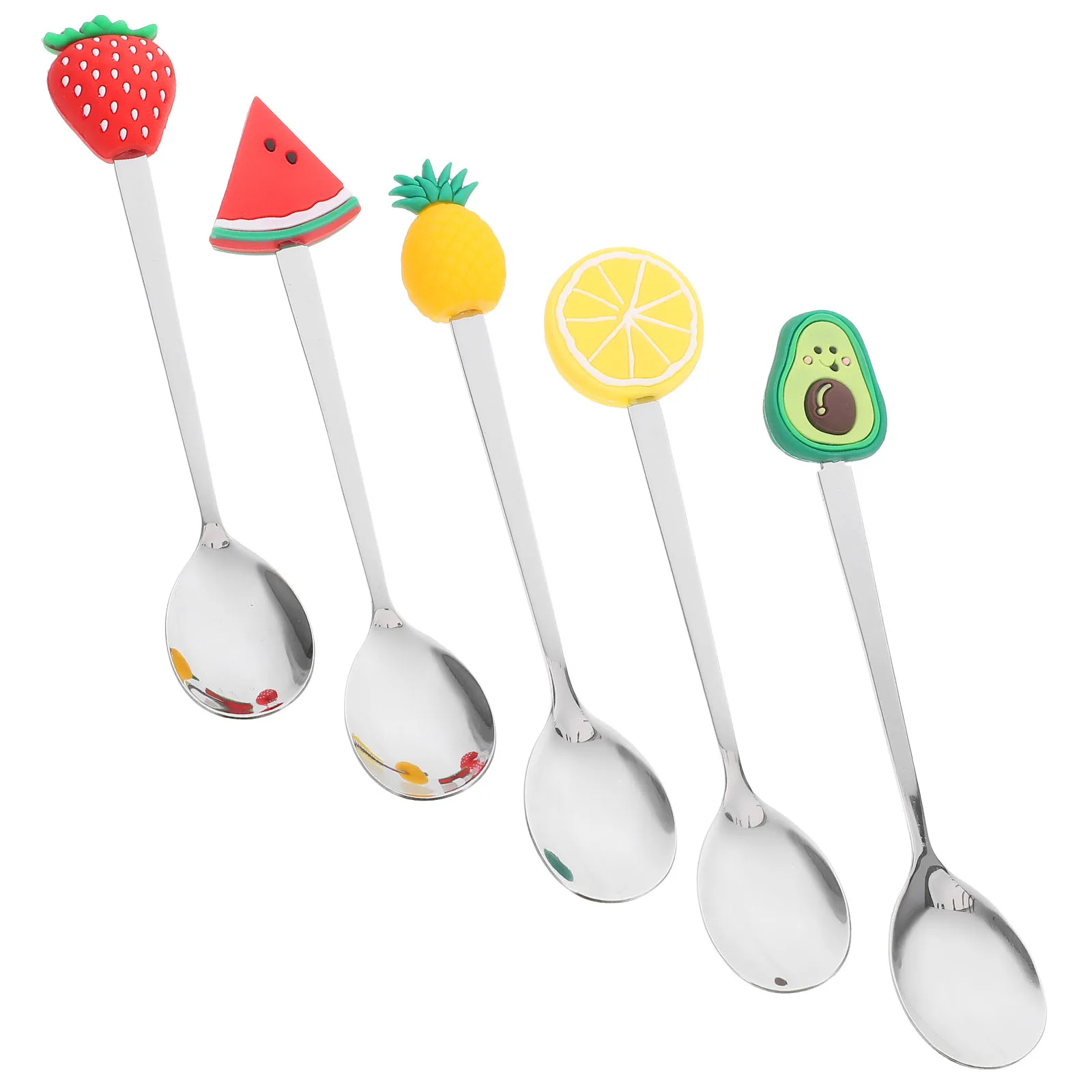 

5pcs Small Dessert Spoons Stainless Steel Fruit Spoon Mini Serving Pudding Compact Tea Scoop Lightweight Home Supply