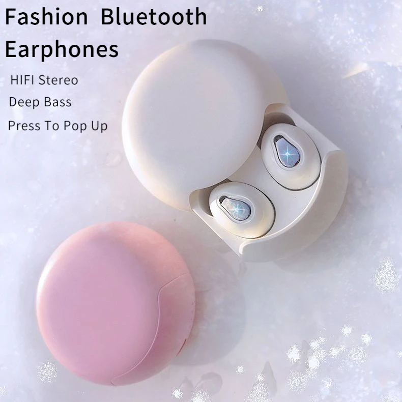 

Minimalist Stylish Bluetooth Wireless Headphones Press To Pop Up HIFI Stereo Deep Bass Noise Reduction Headsets For Game Music