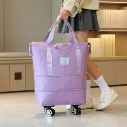 Women's Travel Tote Expandable Capacity Waterproof Dry Wet Separation Travel Bag Large Capacity Storage Luggage Handbag