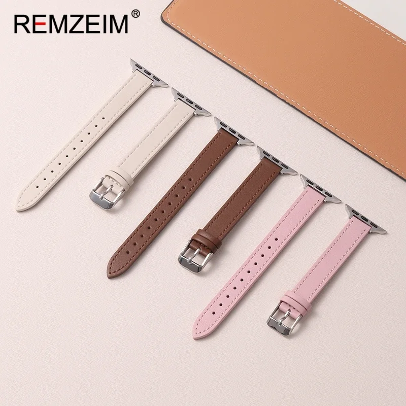 حزام جلدي نحيف لساعة أبل الترا 2 لسلسلة IWatch 10 9 8 7 6 5 4 3 سوار ساعة أبل 44/40/45/46/41/42/49 ملم