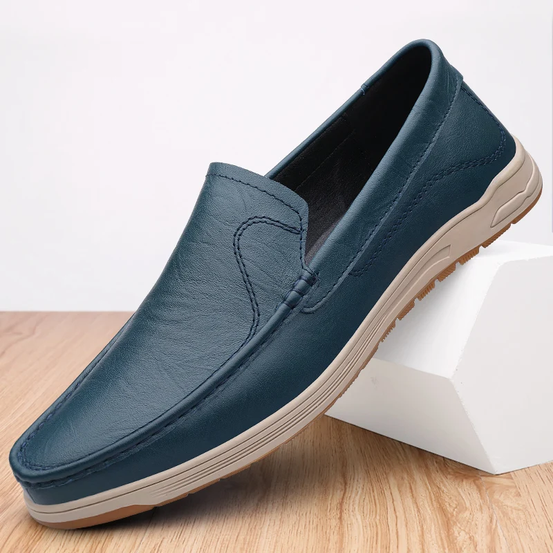 Luxury Brand Men\'s Loafer Shoes Genuine Leather Shoes Slip-on Business Shoe Wedding Shoes High Quality Man Breathable Drive Flat