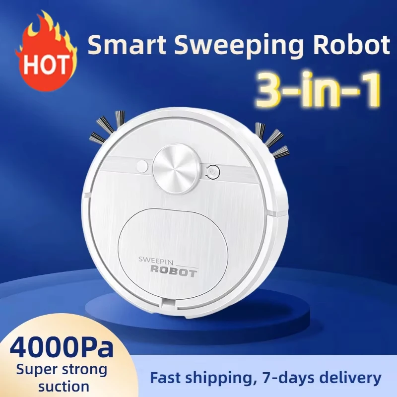 Smart Sweeping Robot 3 In 1 Vacuum Cleaner Automatic Robot 4000Pa Strong Suction Power For Pet Hair Carpets Floors New