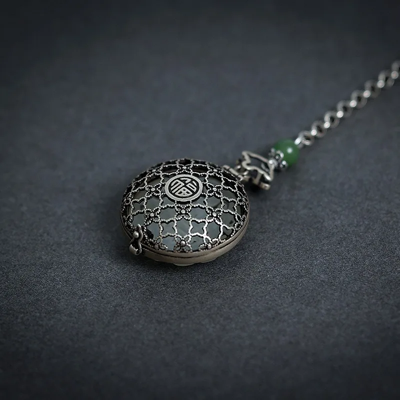 Original Natural Hotan Jade Round Ruyi Button Pendant Openable Vintage Long Chain Tassel 925 Silver Jewelry Hanfu Accessories